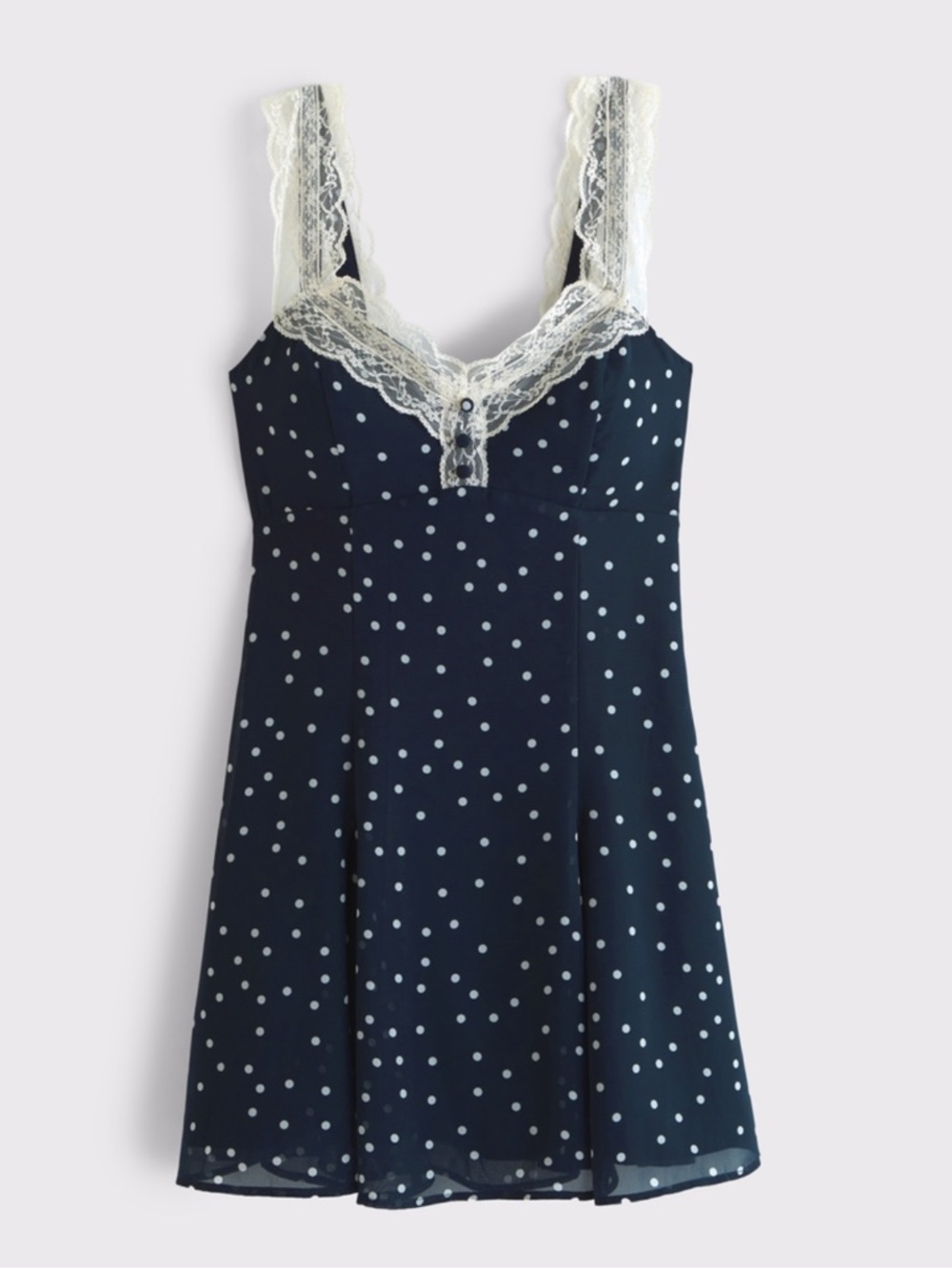 A&F Bra-Free Lace-Trim Button-Through Mini Dress Small